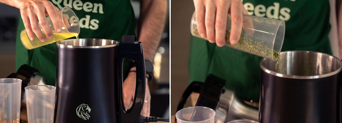 Leer hoe je cannabis voorbereidt en decarboxyleert, en deze vervolgens met natuurlijke oliën aan een infuser toevoegt voor een egale cannabisolie-infusie.