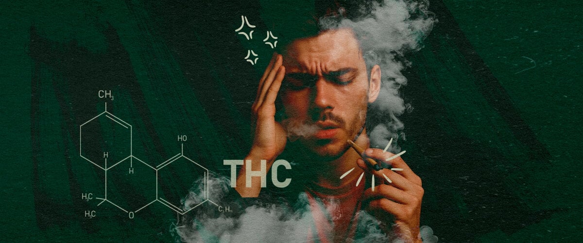 Cannabis Tolerantie en THC Effecten Begrijpen Man die cannabis rookt, illustreert THC-effecten en mogelijke bijwerkingen zoals duizeligheid, relevant voor cannabistolerantie en tolerantiepauzes.