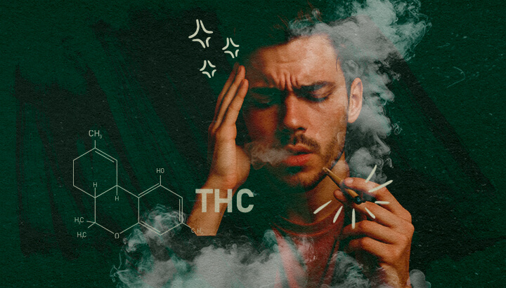 Cannabis Tolerantie en THC Effecten Begrijpen Man die cannabis rookt, illustreert THC-effecten en mogelijke bijwerkingen zoals duizeligheid, relevant voor cannabistolerantie en tolerantiepauzes.